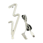 Lightning bolt LED neon light with USB cable on a plain background